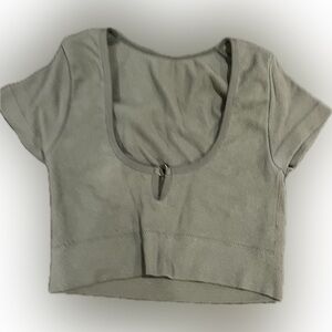 Aerie Olive Green Ribbed Crop Top Size XS
